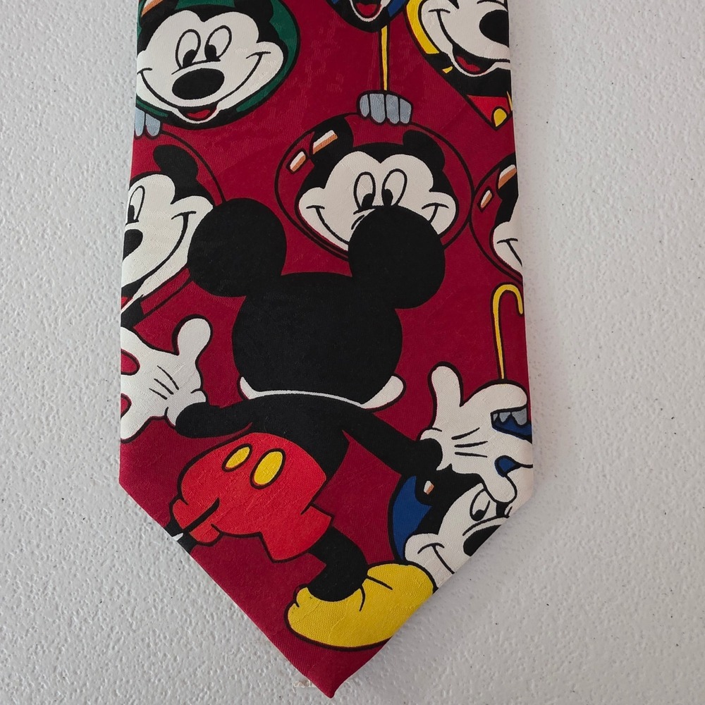 Mickey Unlimited Necktie Mens Red Christmas Ornament Mickey Mouse Disney - Picture 2 of 5